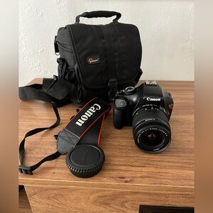 Canon Rebel T3 DSLR Camera with Lens and Strap